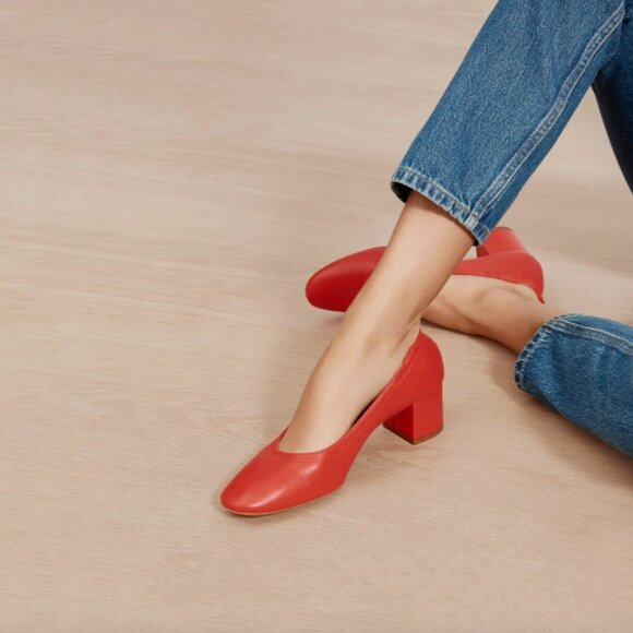 Everlane Women's Red The Italian Leather Day Heel - Picture 1 of 6